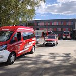 Einsatzkräfte bei der Übung im Haus der Barmherzigkeit